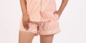 Women SLEEPWEAR ORANGE PRINTED NIGHT DRESS