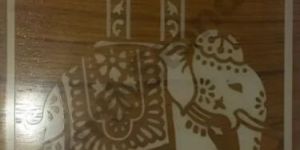 Wooden Royal Elephant Carved Inlay Work Wall Art