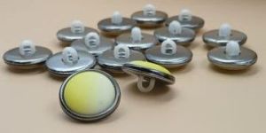 Yellow & Silver Circular Down Hole Polyester Buttons