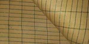 Yellow Green Zari Checks Handloom Cotton Fabric