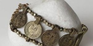 Two Layer Oxidized Coin Anklet for Women