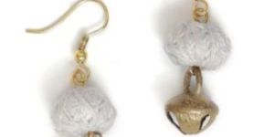 White Bead & Ghungroo Tribal Women Earrings