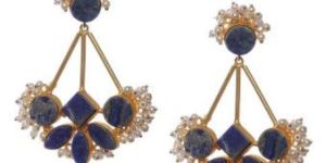 Yale Blue Stone Pearl Women Earrings