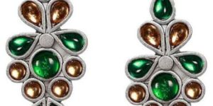 Yellow-Green Afghan German Silver Women Earrings
