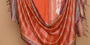 Rust Chanderi Suit with Mirror Work