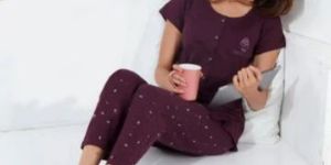 Womens Juliet Wine Night Suit