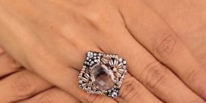 SILVER PLATED RING WITH ZIRCON AND CZ STONES