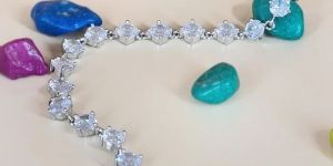 SPARKLING ZIRCON STONE SILVER PLATED BRACELET