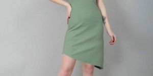 Sea Green Sleeveless Asymmetrical Mini Women Dress
