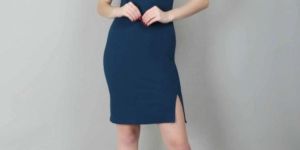 Teal blue criss-cross straps bodycon Women Dress