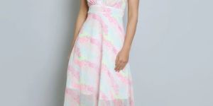 White Multicolor Floral Midi Women Dress