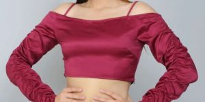 Wine Cold-Shoulder Crop Women Top