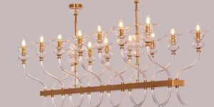 Window Shopping (Large, Gold) Clear Glass Chandelier