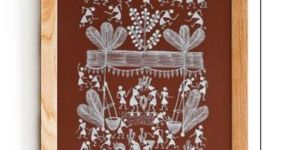 warli painting-culture of tribal festival (brown)