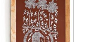 warli painting-life of farmers (brown)