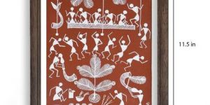 Wedding Scene Warli Painting (Red)