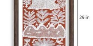 Woman Carrying Water Pot Warli Painting (Red)