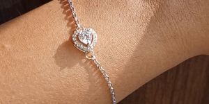 Sparkly Heart Design 925 Silver Bracelet