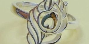 Tiny Sterling 925 Silver Peacock Feather Ring