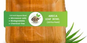 Areca Palm Leaf Bowls (3.6 -inch Square Bowl - Pack of 25)