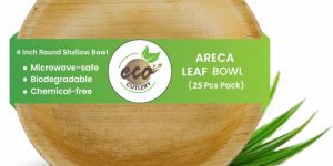 Areca Palm Leaf Bowls (4-inch Round Shallow Bowl - Pack of 25)