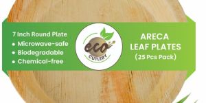 Areca Palm Leaf Round Plates (7-inch - Round Plate - Pack of 25)