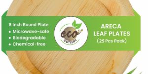 Areca Palm Leaf Round Plates (8-inch - Round Plate - Pack of 25)