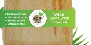 Areca Palm Leaf Square Plates (8-inch Square Plate - Pack of 25)