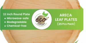 Areca Palm Leaf Round Plates (11-inch - Round Plate - Pack of 25)