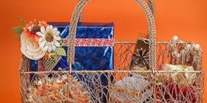 Gold Iron Metal Hamper Basket