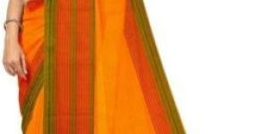 Ksr Handlooms Plain Orange Cotton Saree
