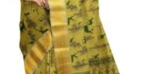 KSR Handlooms Semi Linen Print Saree