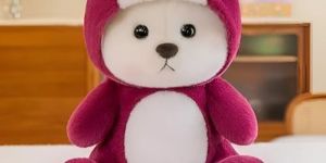 Dark Pink Hoodie Bear Plush Soft Toy