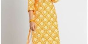 Ladies Cotton Yellow Printed Kurti