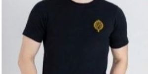 Men Cotton Plain Black T Shirt