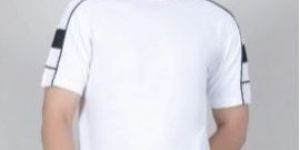 Men Cotton Plain White T Shirt