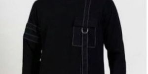 Men Full Sleeves Plain Black T-Shirt