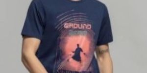 Men Round Neck Printed Blue T Shirt