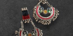 JJO20 Ladies Wedding Wear Oxidized Drop Earrings