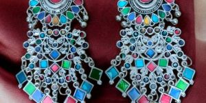 JJO35 Ladies Party Wear Oxidized Jhumki Earrings