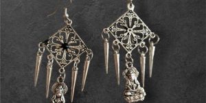 JJO8 Ladies Meditative Pose Oxidized Drop Earrings