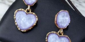 KE7 Ladies Heart Shape Artificial Drop Earrings