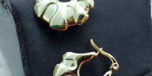 KE8 Ladies Golden Artificial Hoop Earrings