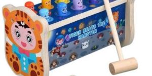 Wooden Tiger Hammer Peg Pounding Bench