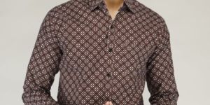 Men Woolen Maroon Printed Shirt