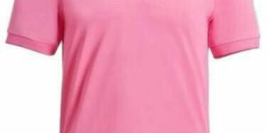 Mens Pink Plain Polo T-Shirt