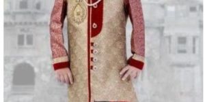 Red and Golden Kids Wedding Sherwani