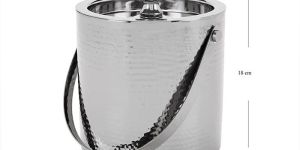 Silver Hammered Metal Ice Bucket