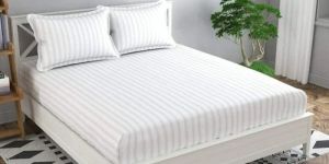 Premium Cotton White Stripe Bed Sheet