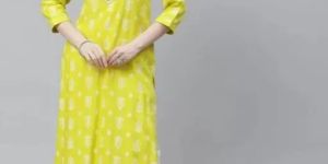 Women Viscose Rayon Printed a Line Kurta
